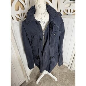 Wallace Barnes Jacket Navy Blue Zip Button Style Utility Cargo Mens Large